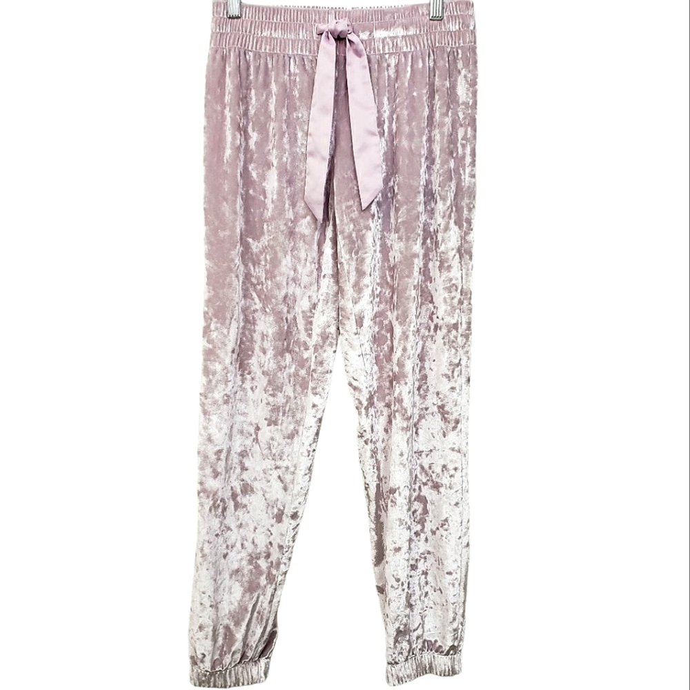 Nwot Victoria's Secret Lavender Crushed Velvet Elastic Ankles Lounging PJ Pant